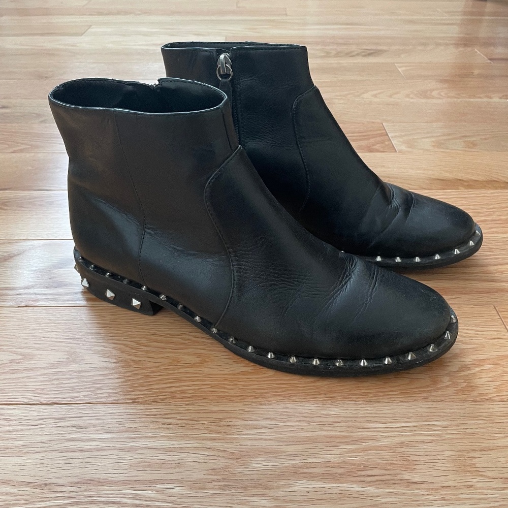 Schutz black studded ankle boots